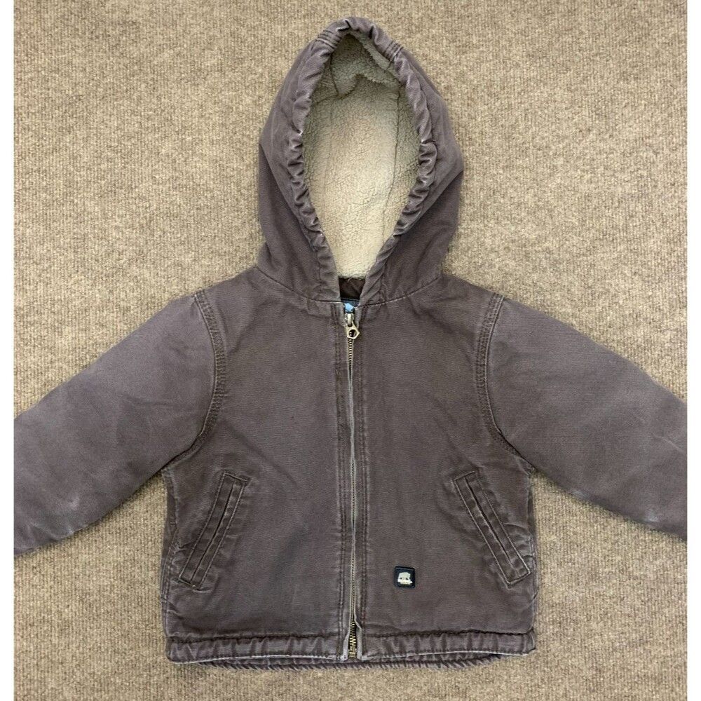 Berne Jacket Size 3T Duck Canvas Coat Sherpa Lined Hooded Distressed Workwear